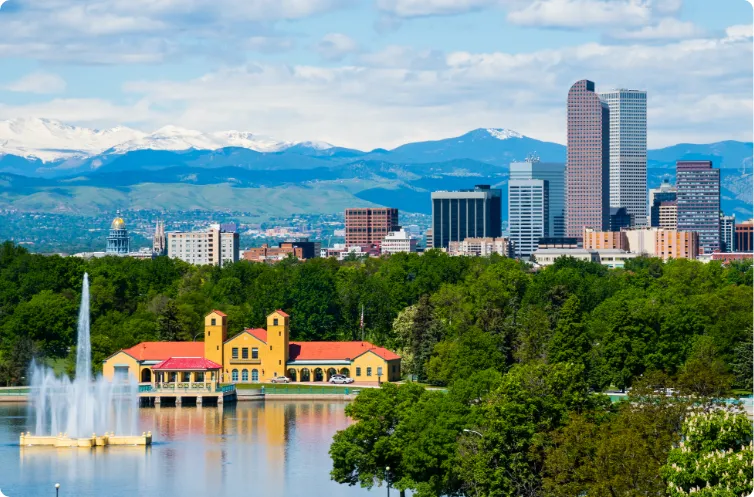 sunny skyline of denver colorado