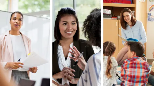 collage of multiple teachers and coaches working